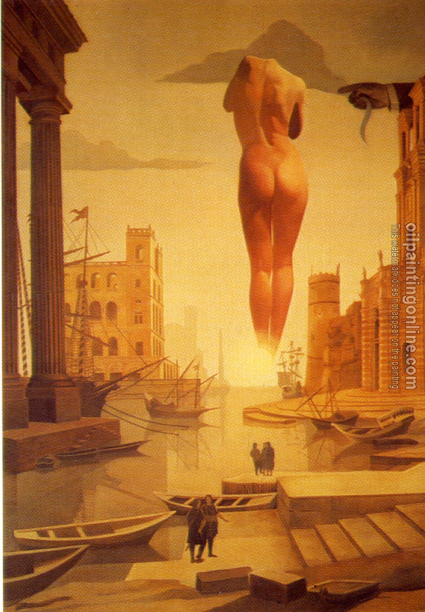 Dali, Salvador - Dali's Hand Drawing Back the Golden Fleece in the Form of a Cloud to Show Gala,Completely Nude,the Dawn,Very,Very Far Away Behind the Sun (Stereoscopic work;left component)
